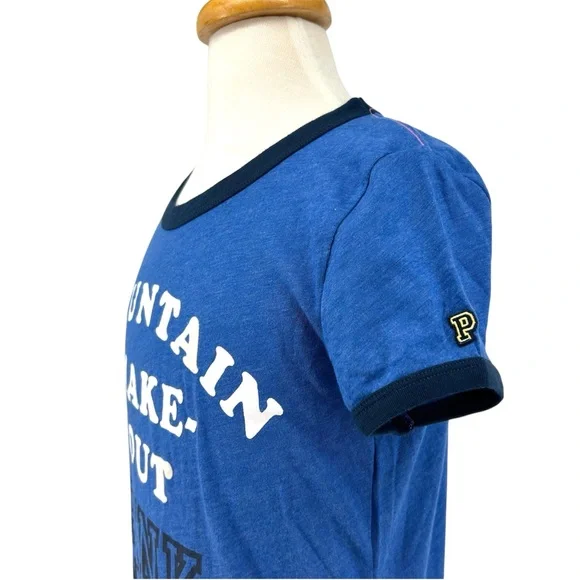 NWT Vtg Y2K PINK Victoria’s Secret Mountain Makeout Lover’s Peak Blue Ringer Tee - Picture 6 of 9